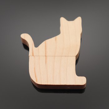 可愛貓咪造型木製隨身碟_2
